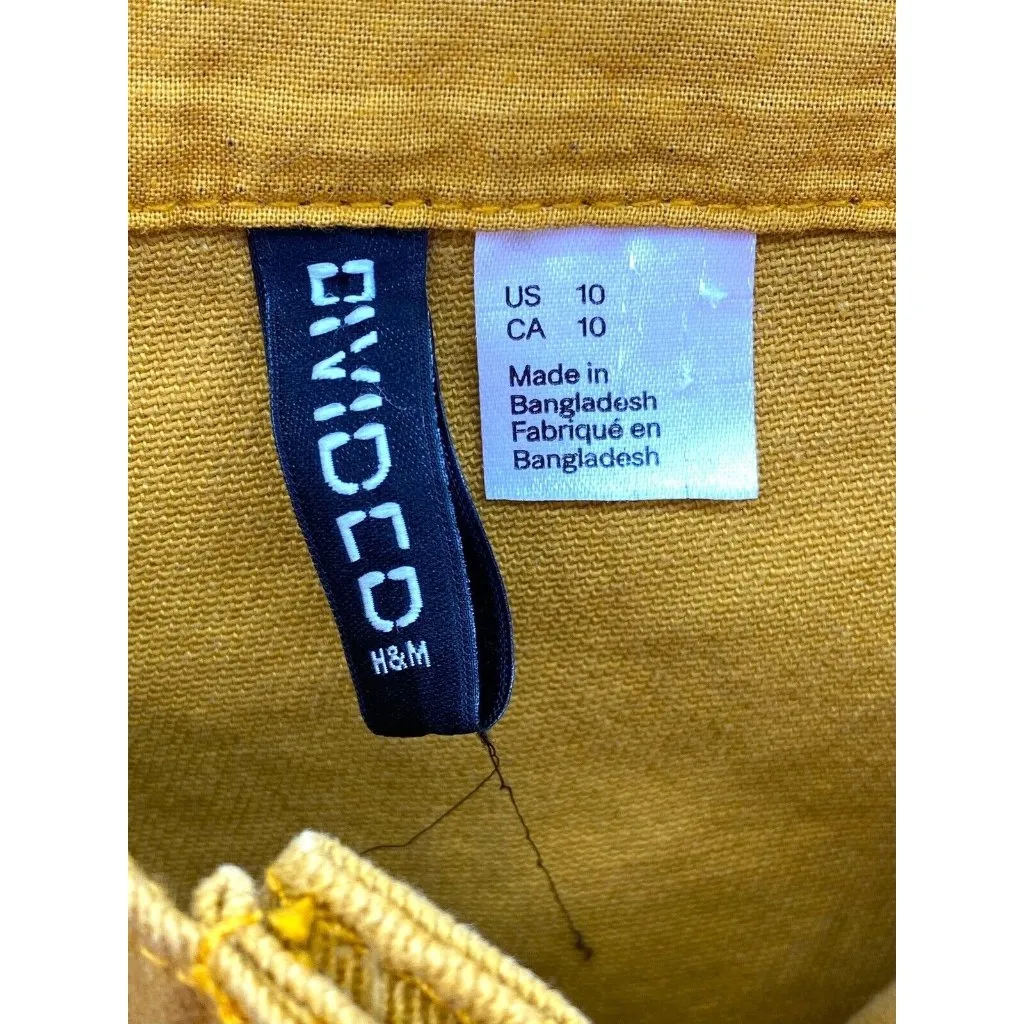 H&M Divided Women's 10 Mustard Yellow Button Front Mini Dress Sleeveless‎ Y2K - Image 6