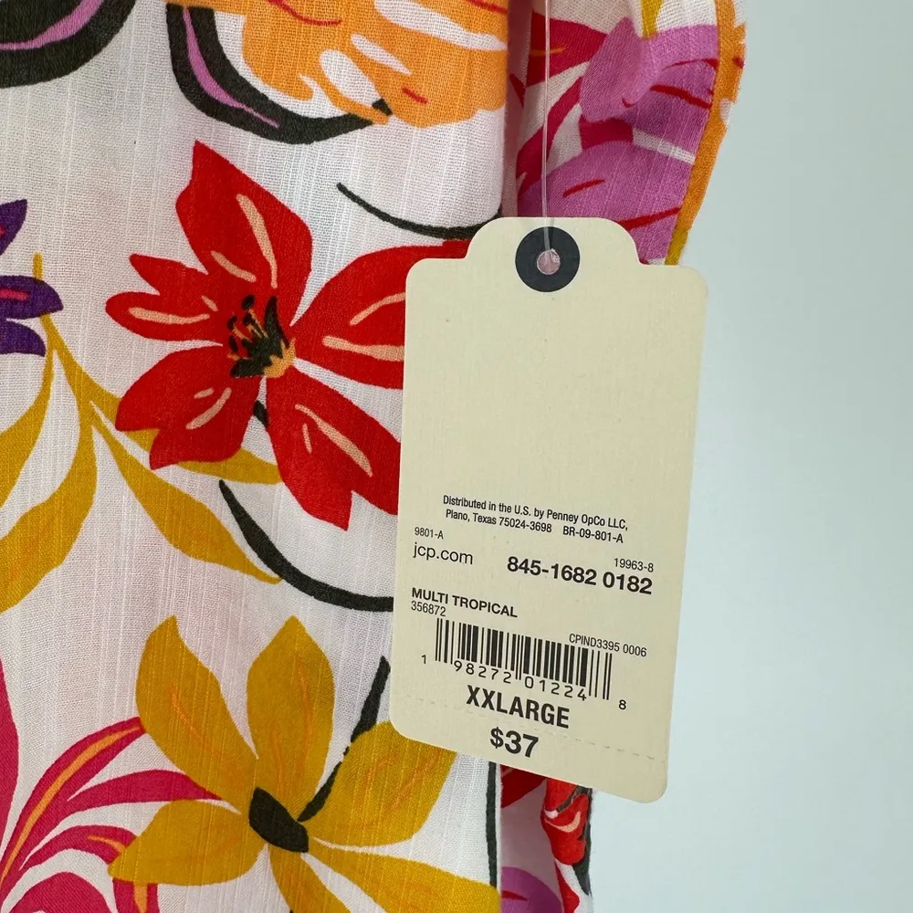 St. John's Bay Womens Crew Neck Short Sleeve Blouse XXL NWT Multi Tropical - Image 11