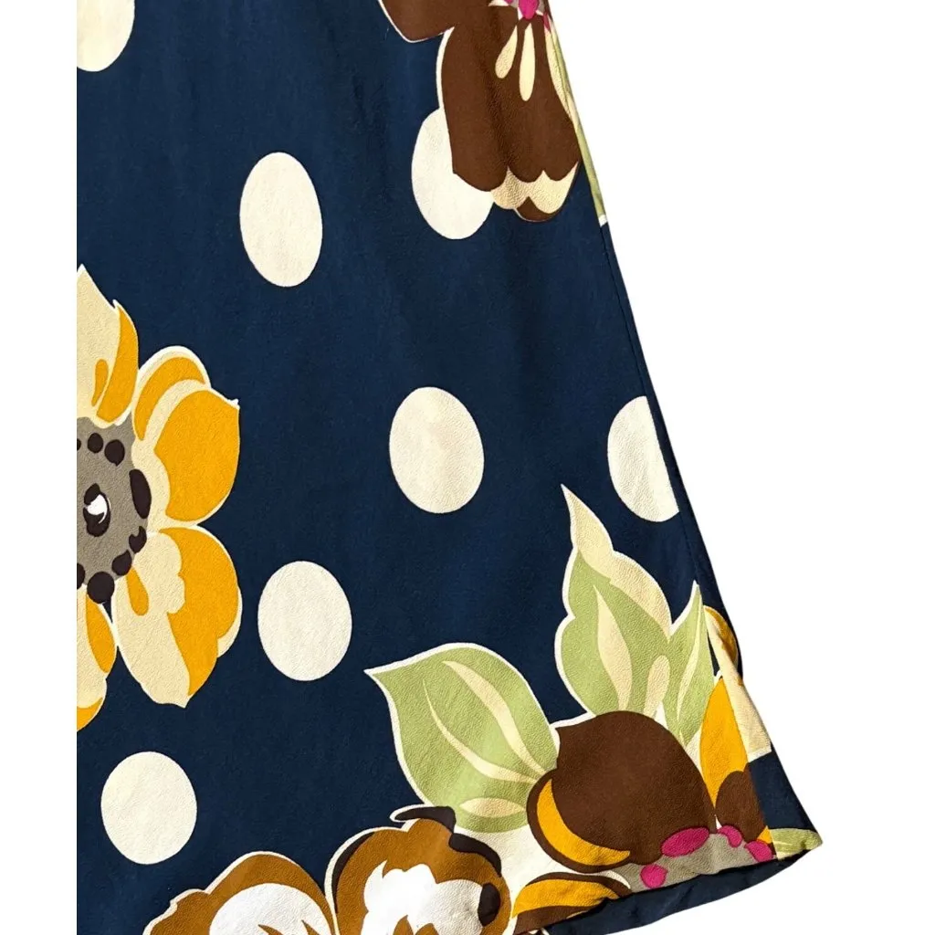 Boden 8L 12L UK Tea Dress Midi Empire Waist V Neck Bias Cut Blue Floral Retro - Image 7