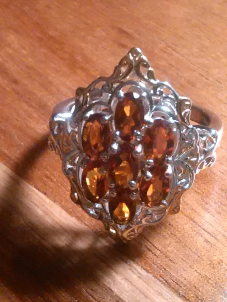 Brazilian Cherry Citrine Sterling Silver Blooming Ring (Size 7) - Image 6