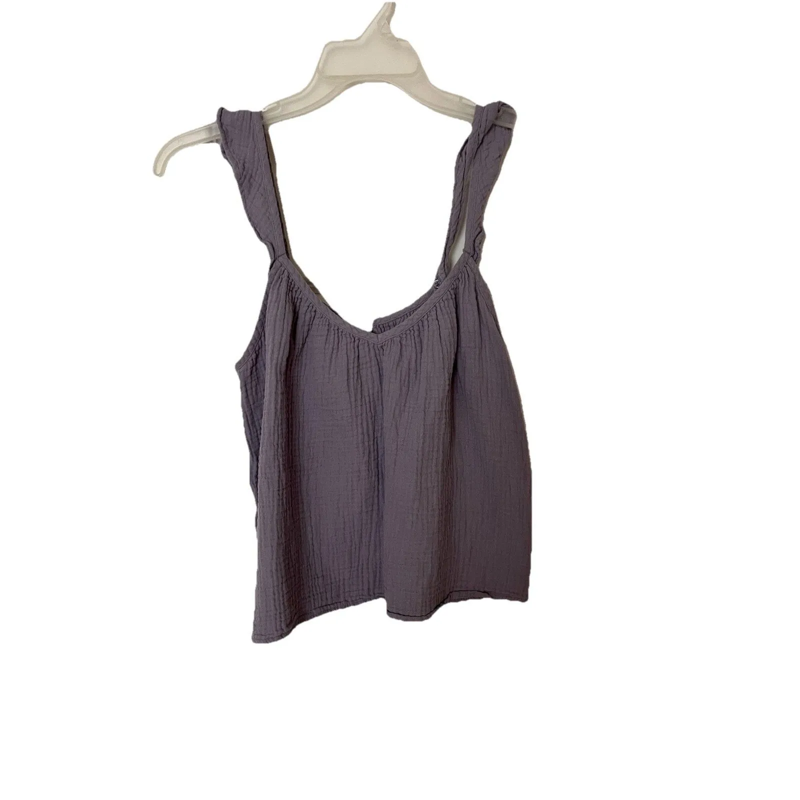 Wilfred Free Cotton Crinkle Tank Blouse Ruffle Straps Size M Purple Summer Beach - Image 2