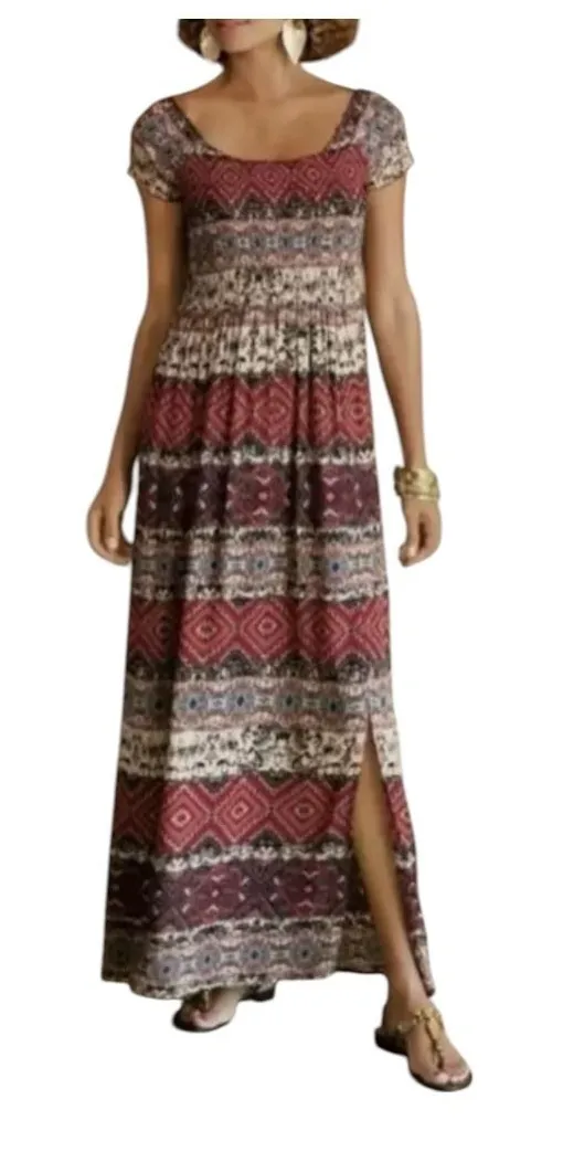 Soft Surroundings Marcelo Maxi Dress Bohemian Boho Smocked Women Size Medium - Image 1