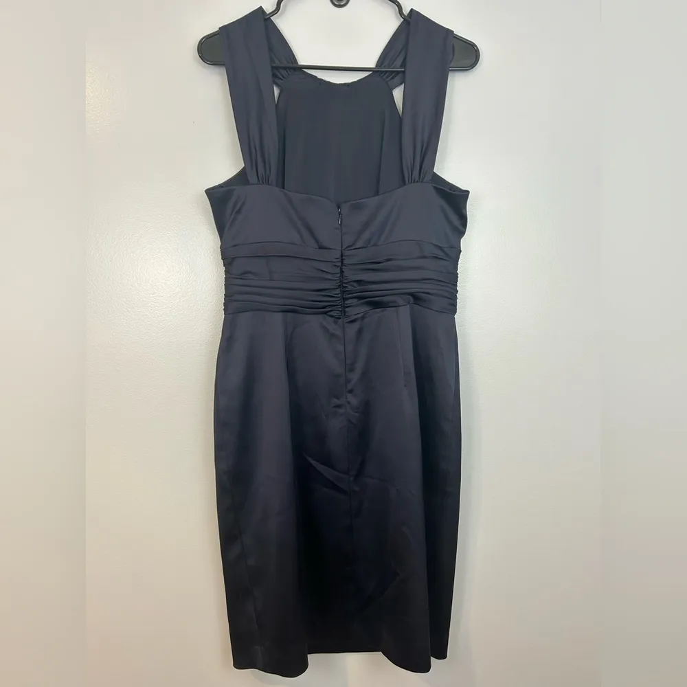 David Meister Dark Navy Blue Satin Sleeveless Sheath Dress  Size 12 - Image 8