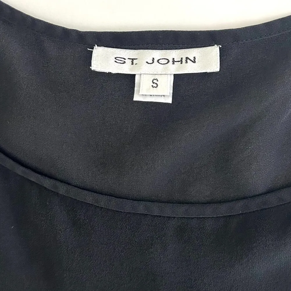 St. John Sheer Double Layer Silk Chine Tank in Black Size S - Image 4