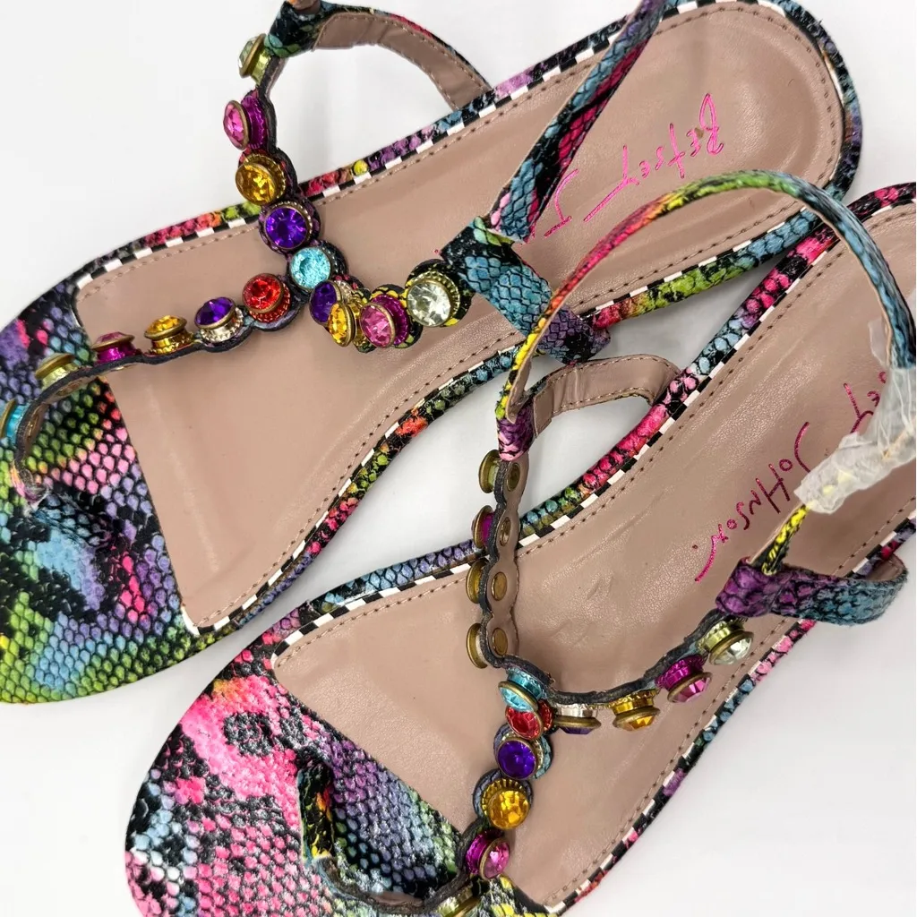 Betsey Johnson Caroll Multi Snake Print Jeweled T-Strap Sandals Size 6.5 - Image 6