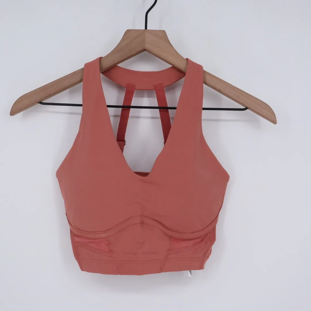 Gymshark Whitney Simmons Sports Bra Coral Pink Racerback XS - Image 2
