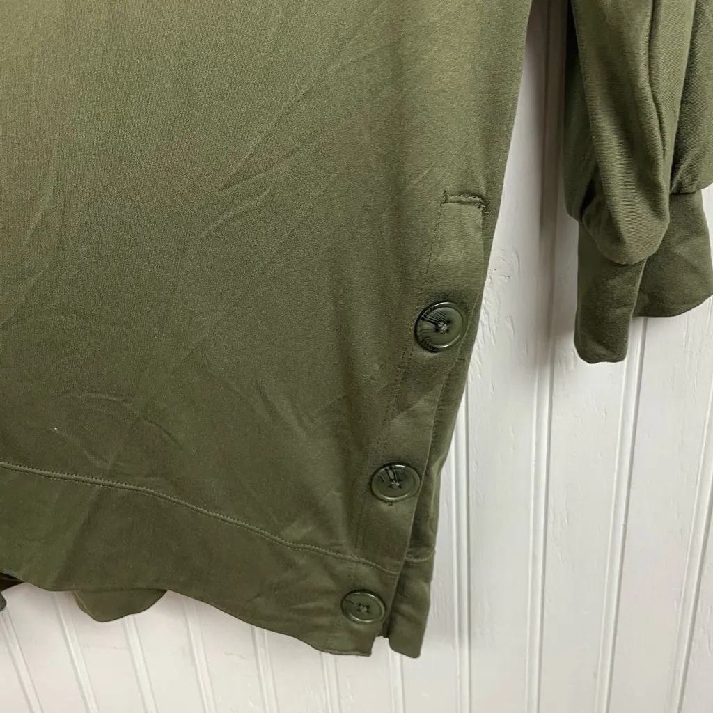 Comfort Code by Cuddl Duds Button Hem Open Front Cardigan Size Medium Dark Olive - Image 8