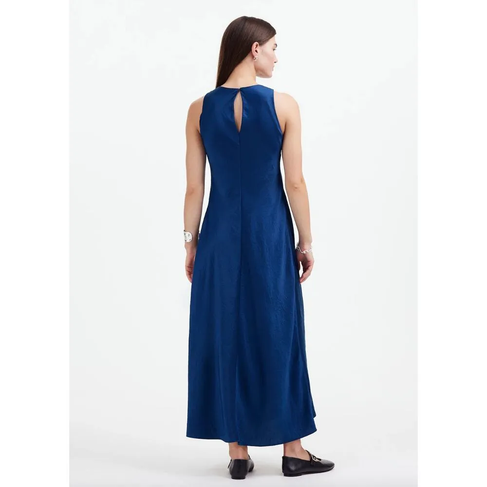 Madewell Sleeveless Midi Dress Satin Slip Blue Minimalist Flowy Classic US 8 NWT - Image 2