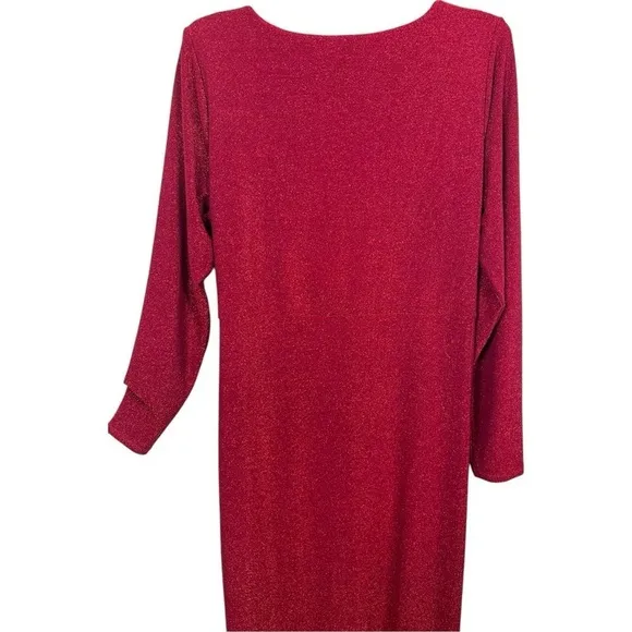 Eloquii Lurex Sparkly Red Cutout Dress Midi Long Sleeve Formal Party plus sz 18 - Image 8