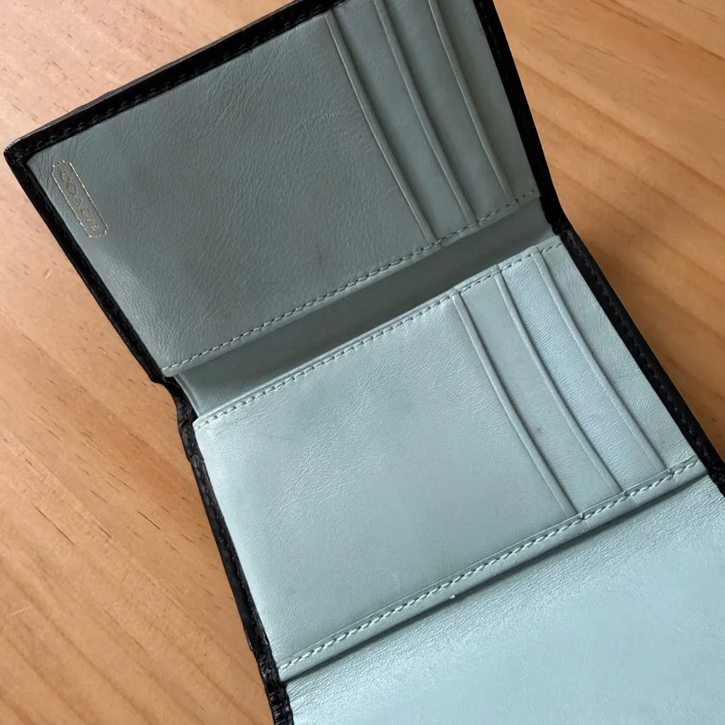 Coach Black Trifold Fabric / Leather Wallet - Image 3