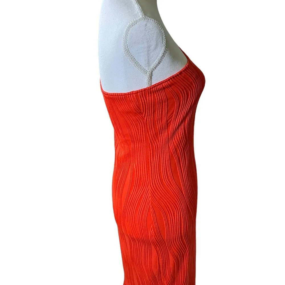 Derek Heart Gown One Shoulder Sleek Bodycon Maxi Dress Wavy Geometric Medium - Image 11