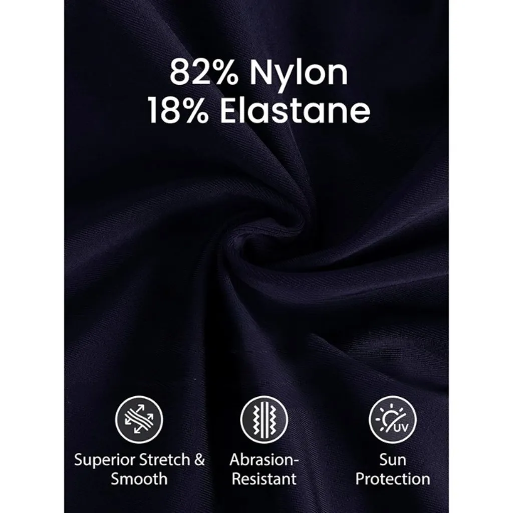 Women's 2 One Piece Rash Guard Sleeveless Zipper Swimsuit Athletic Boyleg Navy Blue - Image 6