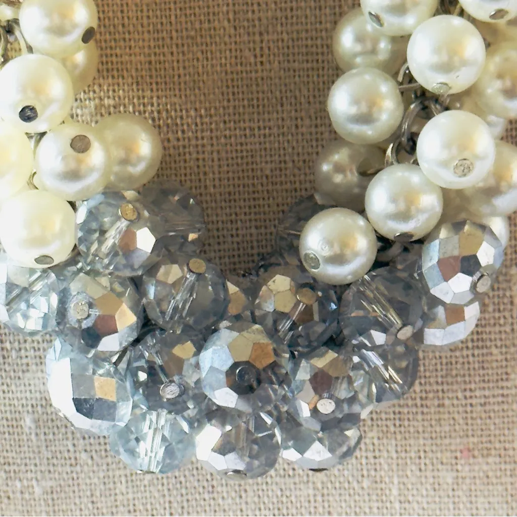 White House Black Market Statement Necklace Faux Pearl - Image 2