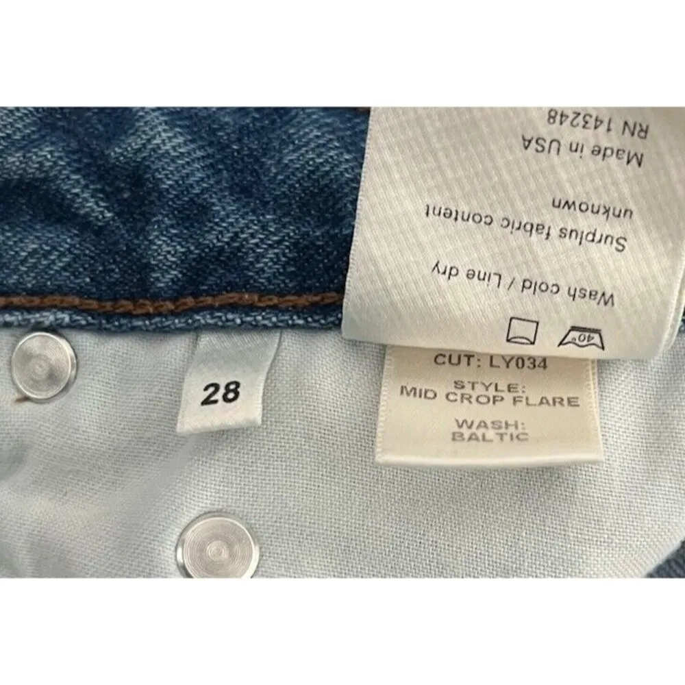 Reformation Mid Crop Flare Jeans Baltic Button Fly Size 28 - Image 9