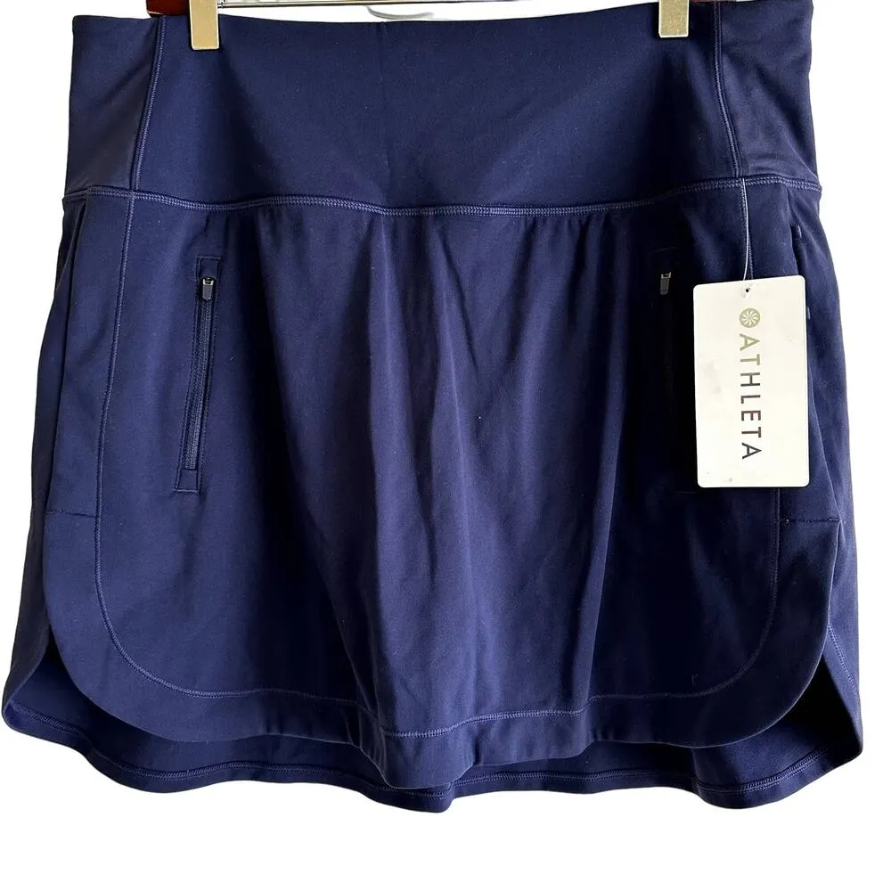 Athleta Fairway Golf Skort 16" Stretch Quick Dry Athletic Navy Blue 1X NWT - Image 2