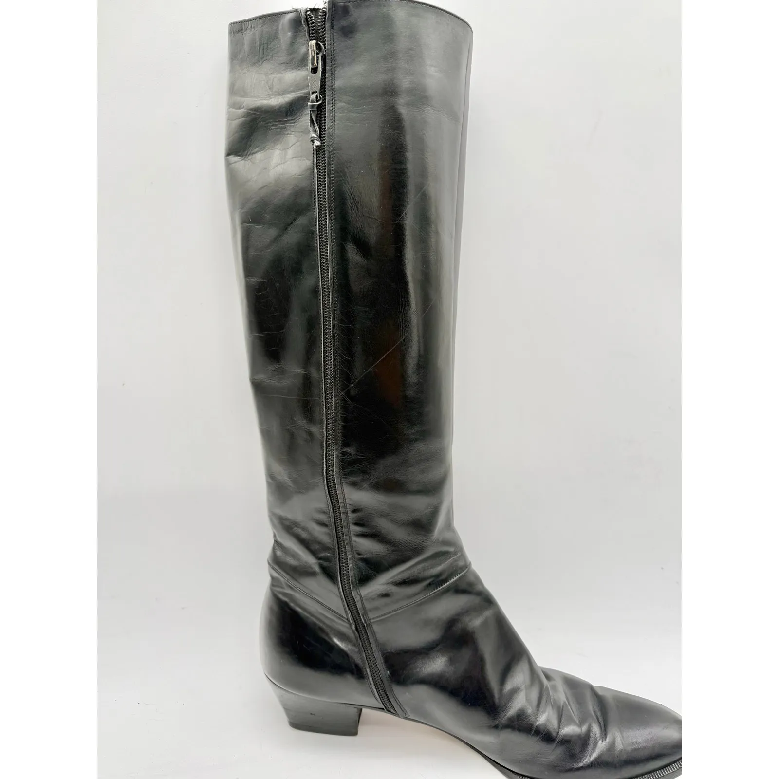 Salvatore Ferragamo Riding Boots Black Leather Women’s 10 AAAA Ultra Narrow - Image 2