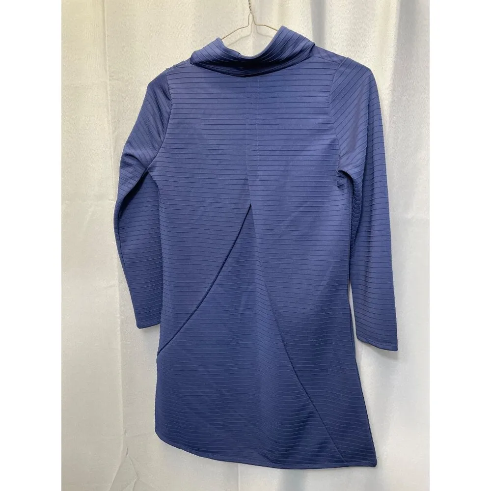 Womens Blue Cowl Neck Ribbed Long Sleeve Dress SKU 7641 Size L Size L - Image 2