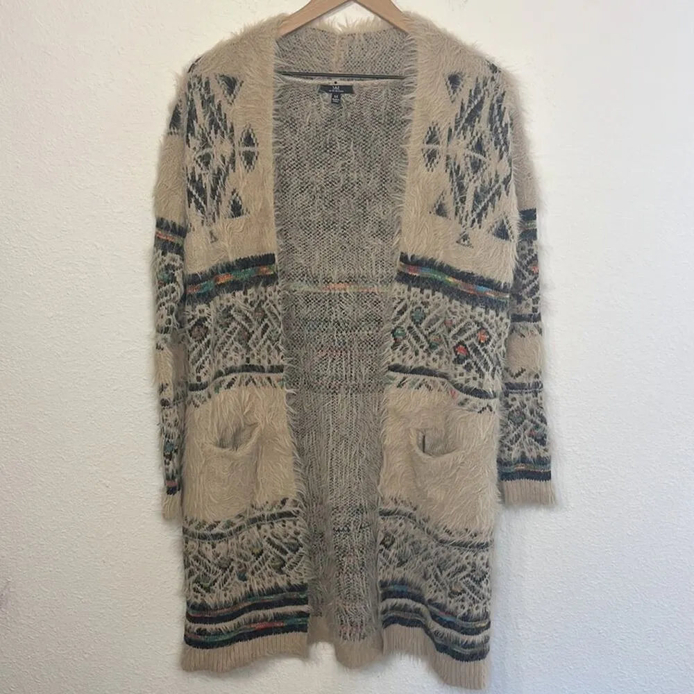 Womens Aztec Duster Cardigan Medium / Large Southwestern Long Sleeve Multicolor - Image 4