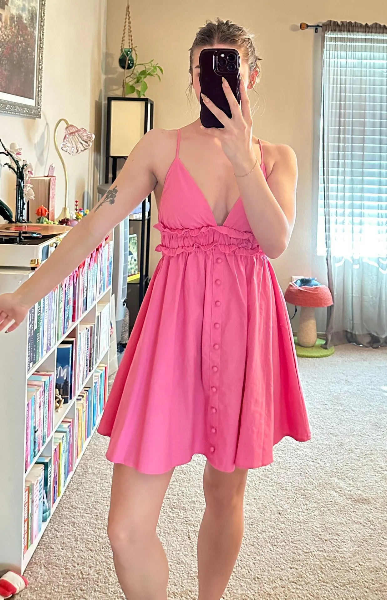Flowy Pink Summer Dress Size XS - Image 2