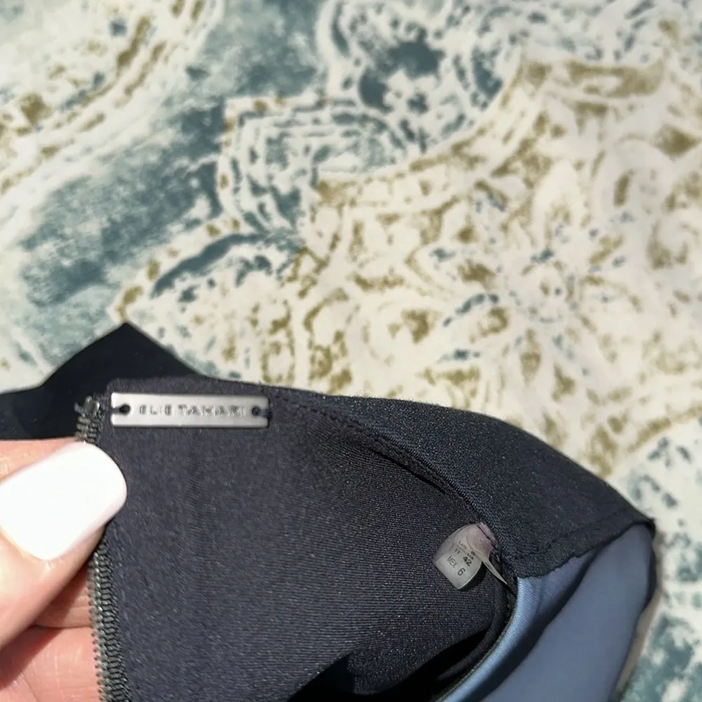 Eli Tahari Elegant Blue and Black Women's Dress size 6 - Image 4