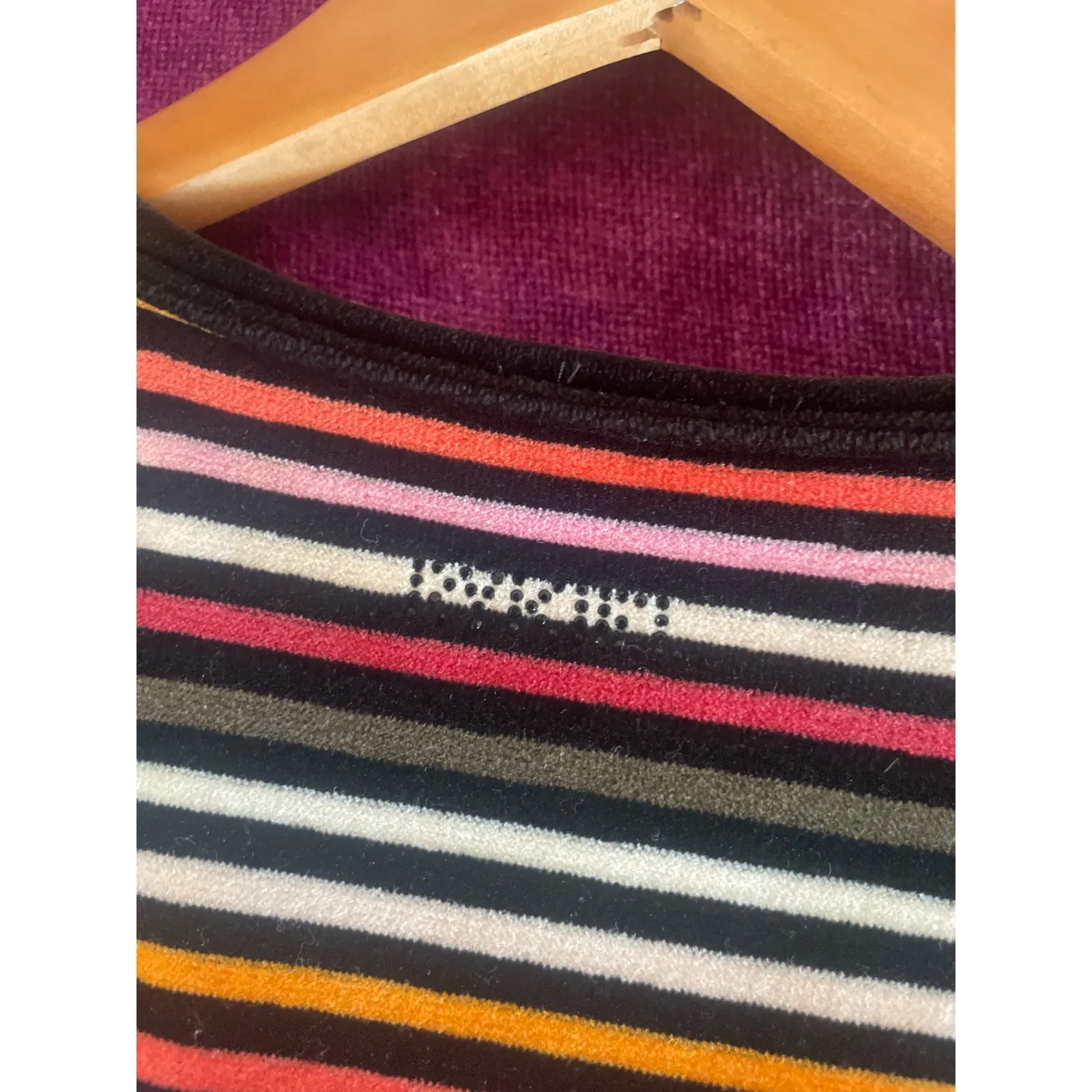 Vintage Y2K SONIA RYKIEL Striped Single Button Cardigan Velour Velvet S M Black - Image 6