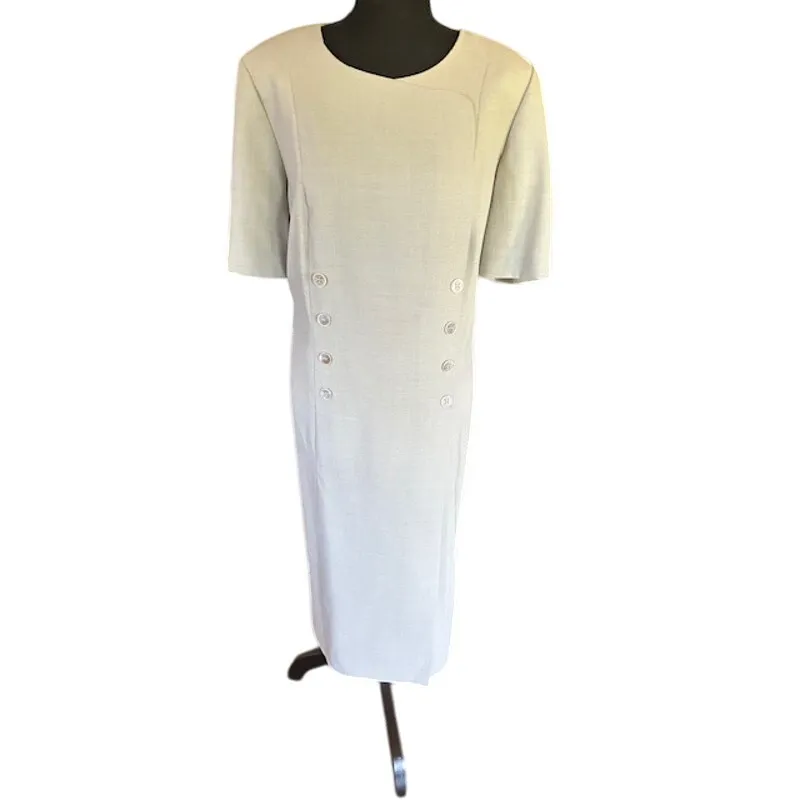  Selection de Givenchy Wool Blend Sheath Dress 16W Beige Vintage - Image 2