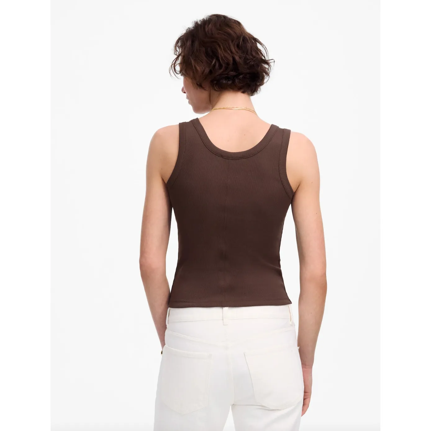 Madewell Regenerative Cotton Ribbed Scoopneck Tank Roasted Chicory XL NWT - Image 3