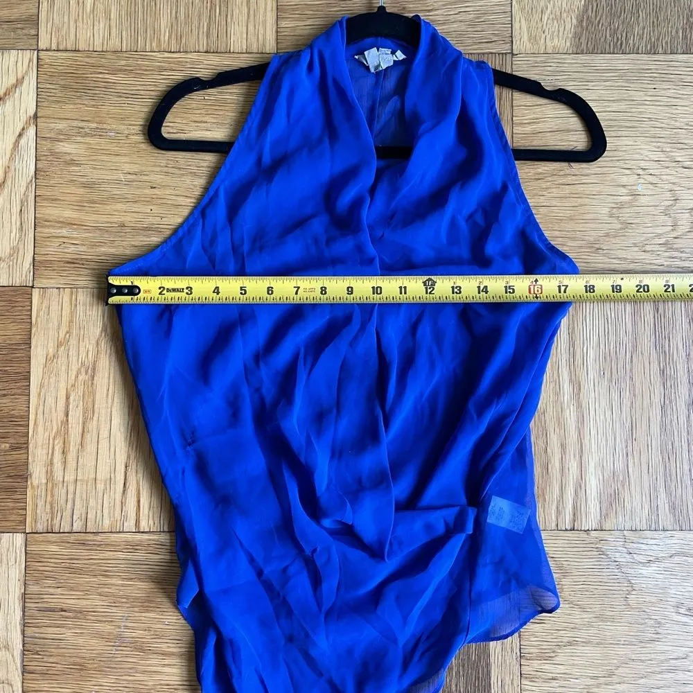 Helmut Helmut Lang $295 Cobalt Blue sleeveless draped v-neck top size P/XS - Image 5