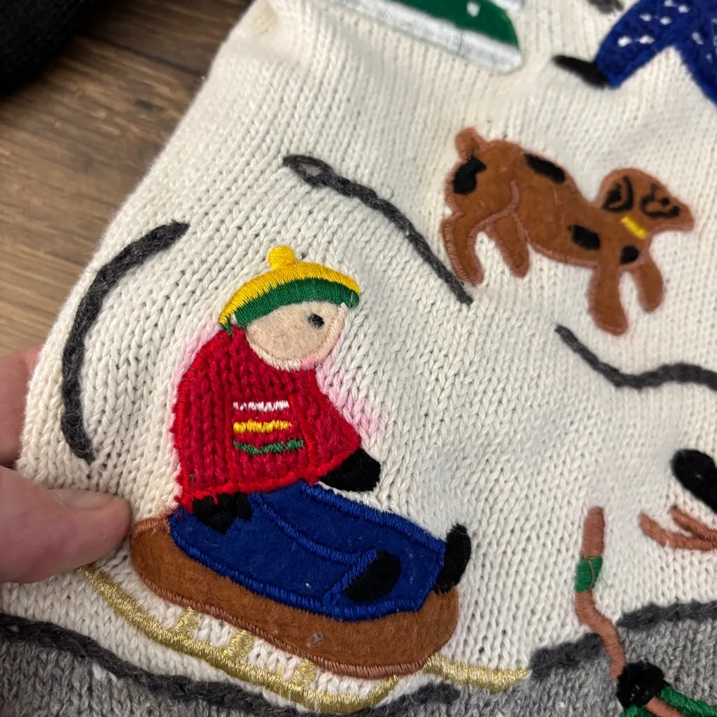 Designers Studio Originals Christmas Winter Sports Sweater Cardigan Ski Hockey Black - Image 5