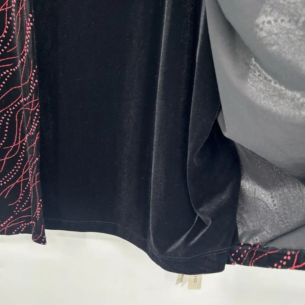 NEW Vintage Notations Velvet Layered Look Cardigan Top 90s Black Embellished 3X - Image 5