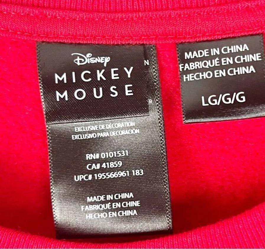 DISNEY Mickey Mouse Red Christmas Graphic Light Up Long Sleeves Sweater Large - Image 3