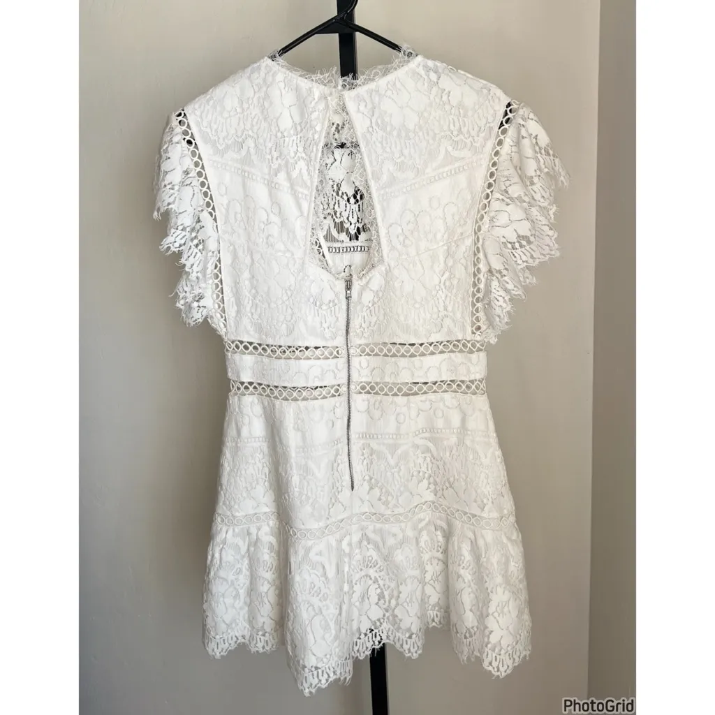 Saylor  Shanice Ruffle Sleeve Back Cutout White Romper - Image 3