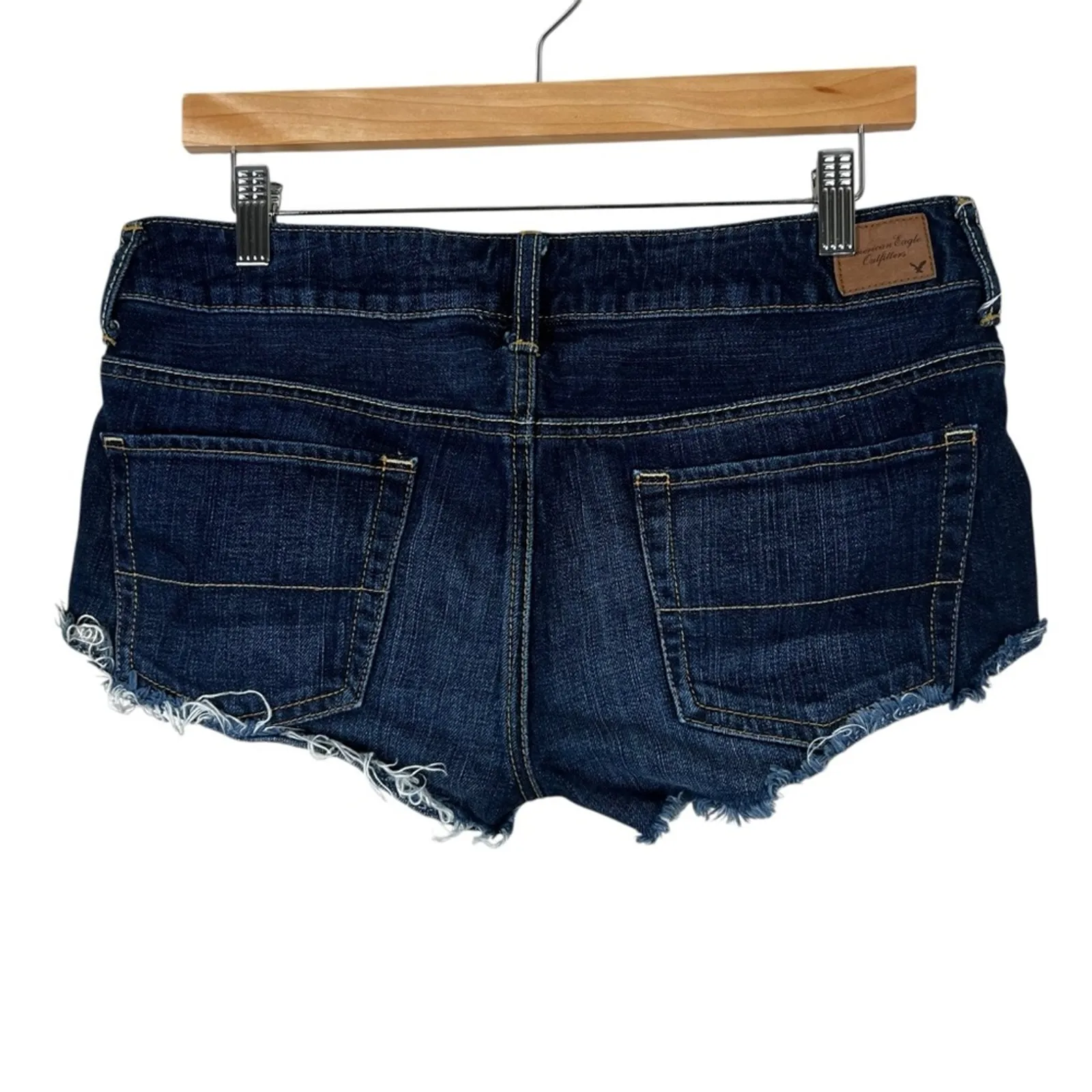 American Eagle Denim Shorts Womens 2 Dark Wash Low Rise Y2K Vintage Daisy Dukes - Image 3