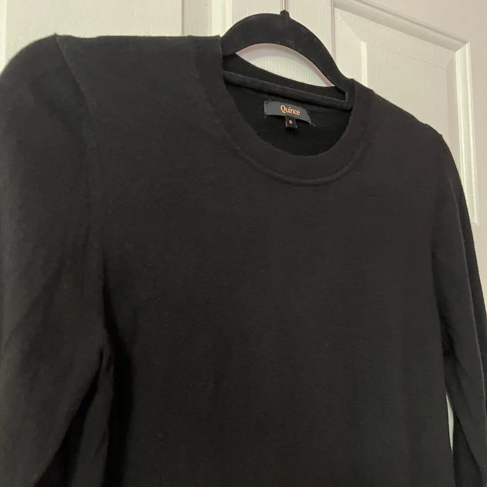Quince Sweater Womens Small S Cashmere Crew Neck Black Pullover Organic Cotton - Image 2