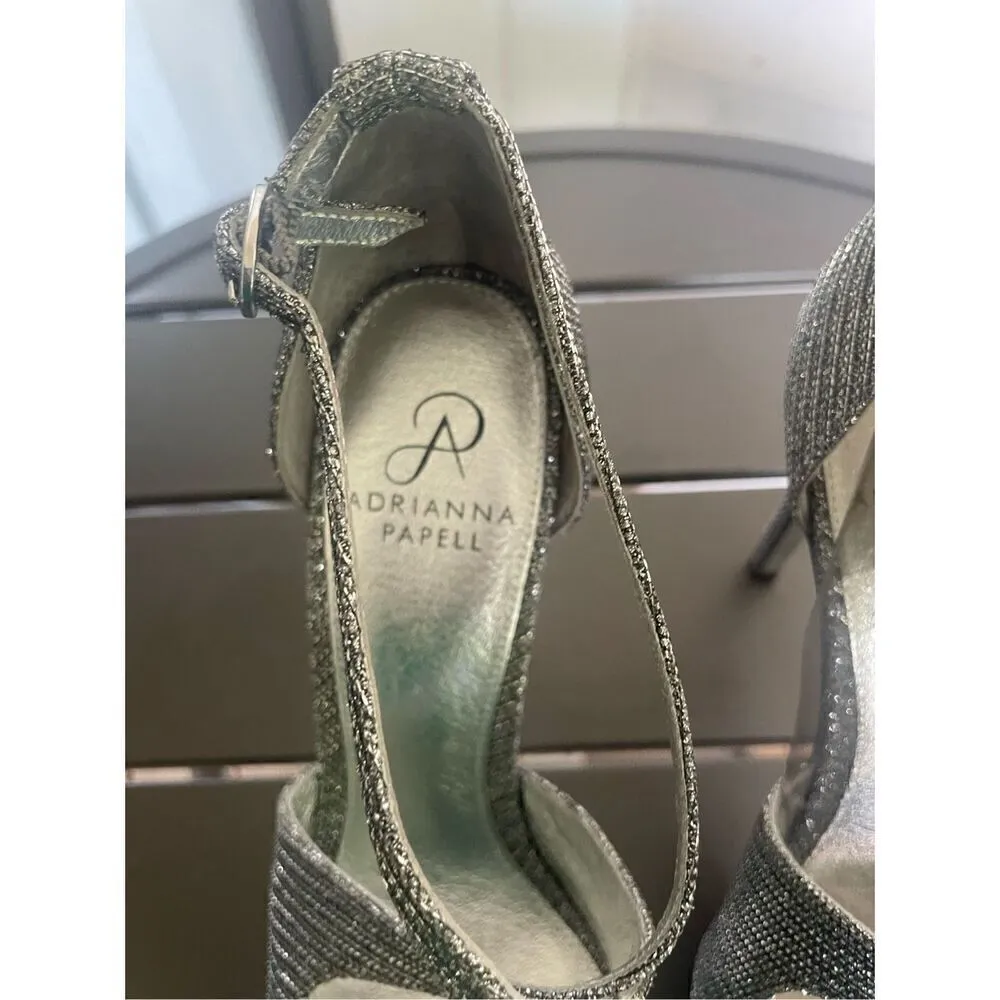 Adrianna Pappel Adrianna Rosalie Pewter Lancelot Platinum Platform Heels Size 8. - Image 8