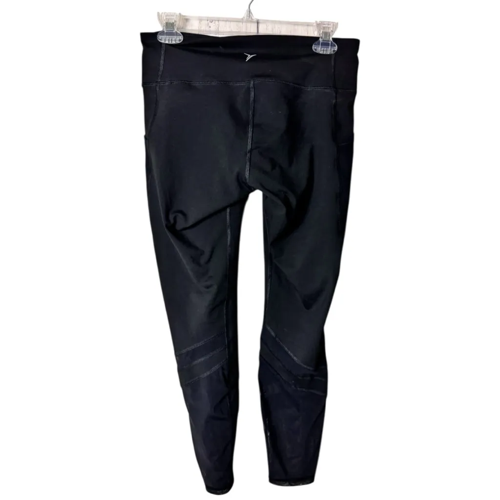 Old Navy Active  Athletic Sporty Workout Black Go-Dry Leggings with Mesh Sz M - Image 3