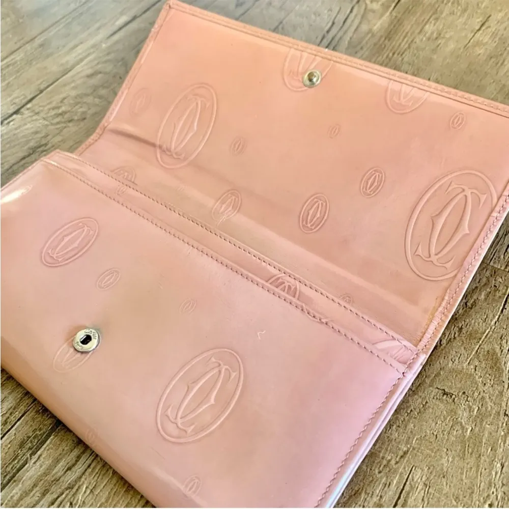 Vintage Cartier Pink Happy Birthday Patent Leather Wallet - Image 7