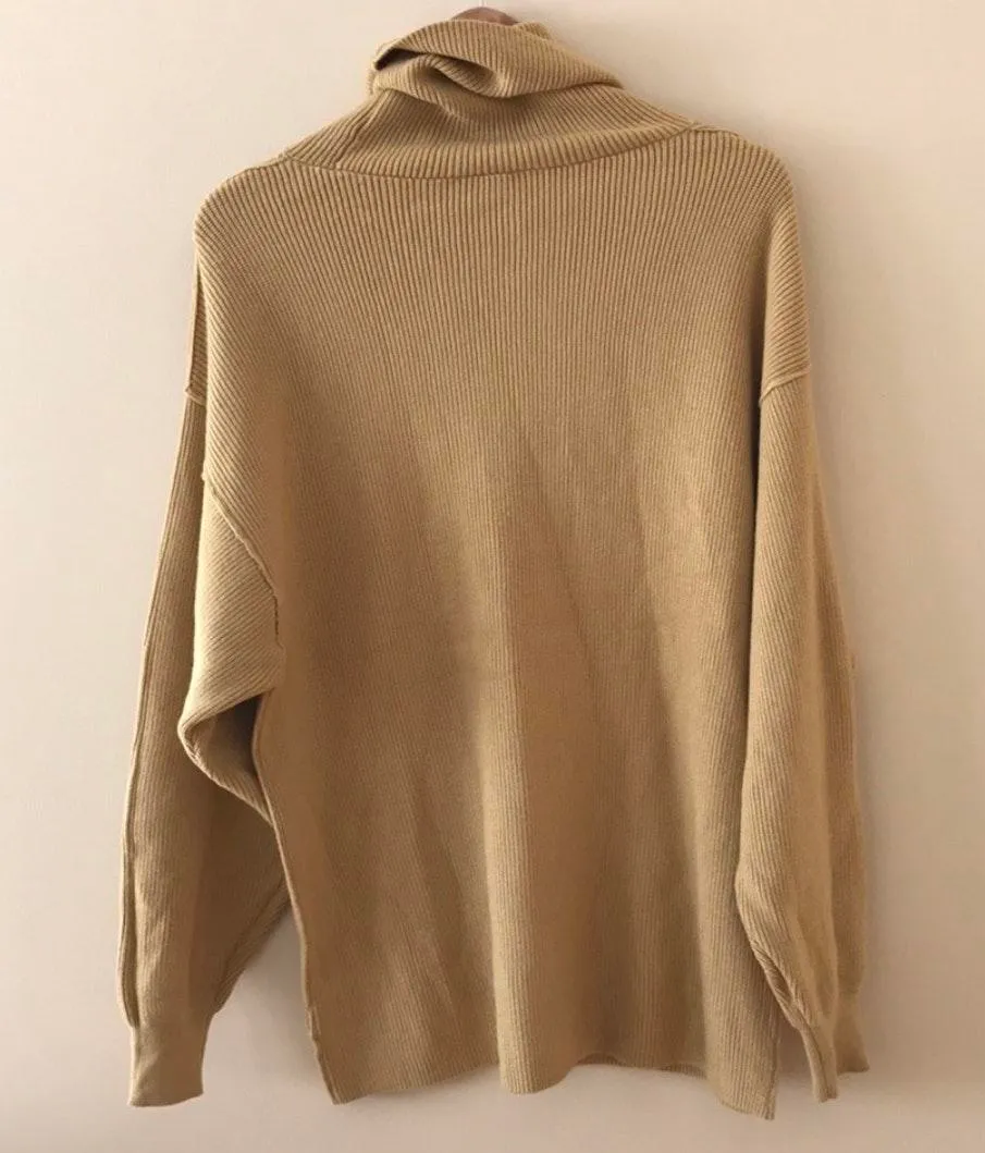 Softly Structured Oversized Knit Turtleneck Tunic Sweater - Image 5