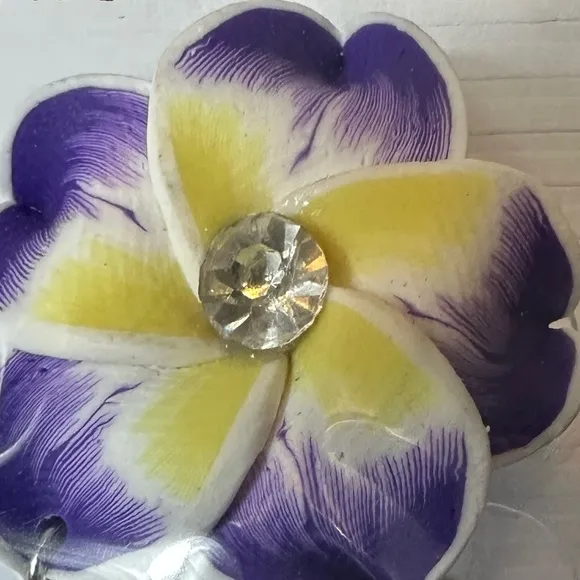 Purple and Yellow Floral‎ Earrings - Image 5