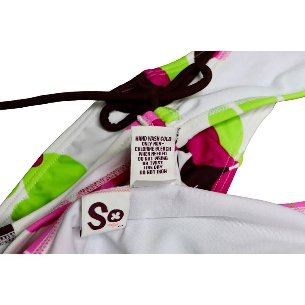 So Dotted‎ Low Rise String Bikini Swim Bottom MEDIUM Colorful Poolcore - Image 5
