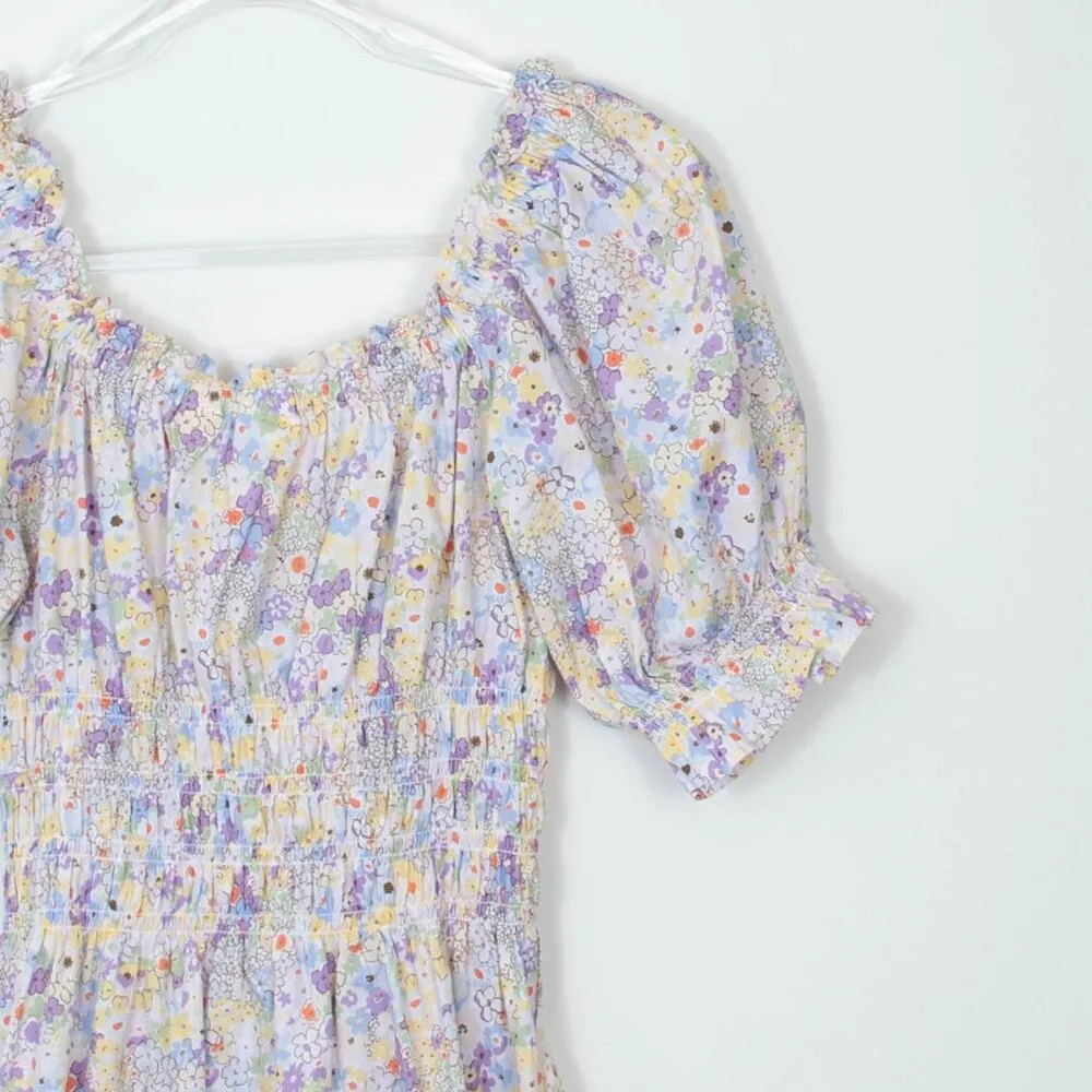 Levi's Puff Short Sleeve Smocked Floral Dress‎ Womens Size Large - Image 13