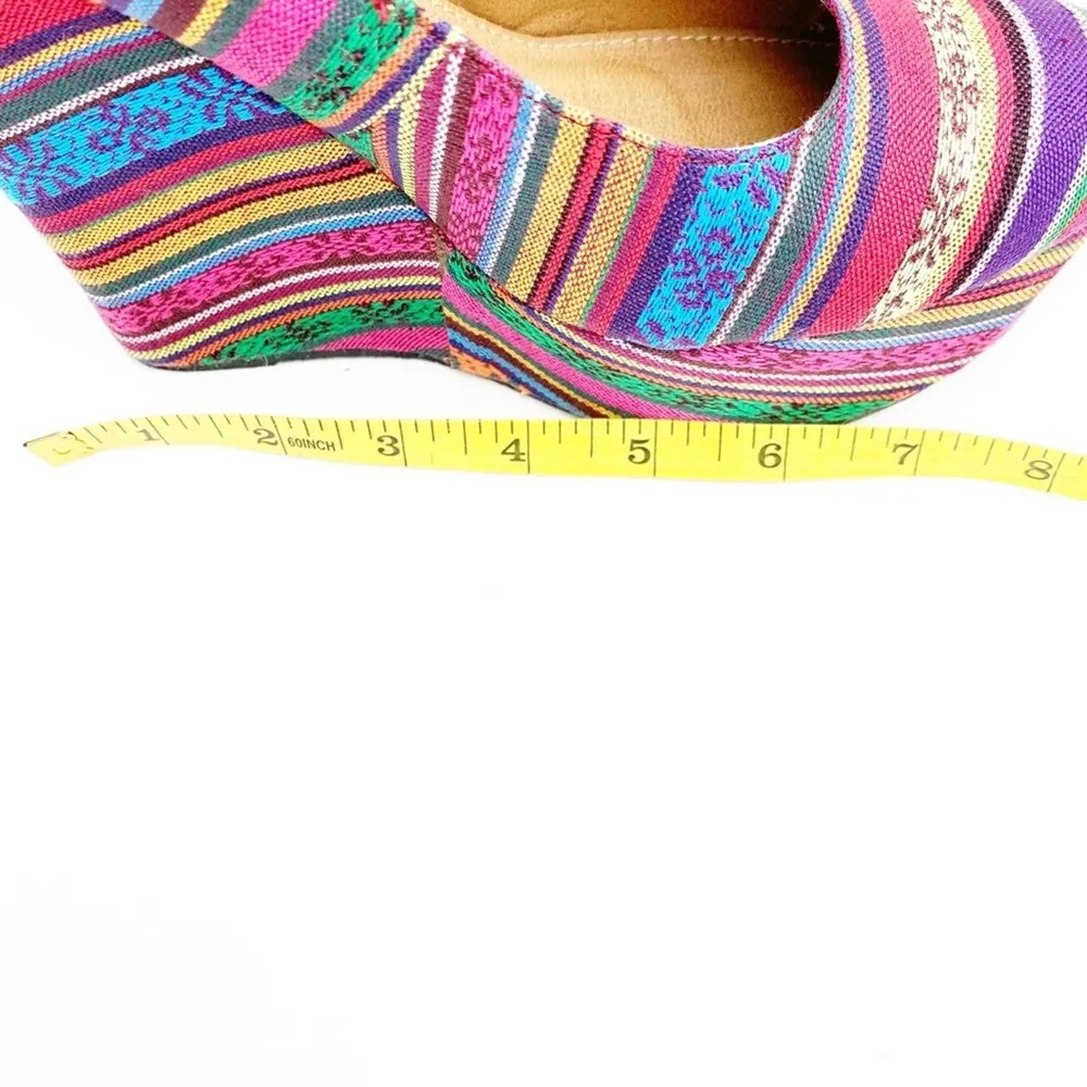 Pierre Dumas  Aztec Multicolored Platform Wedges, Size 8 - Image 10