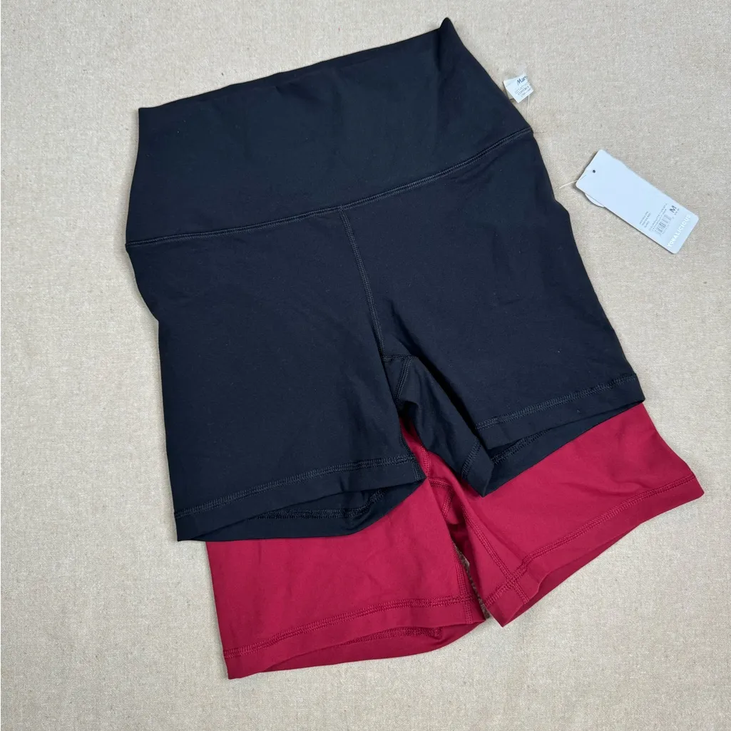 Yogalicious Biker Shorts 2-Pack Womens M Black & Red High Rise 5in Athleisure - Image 12