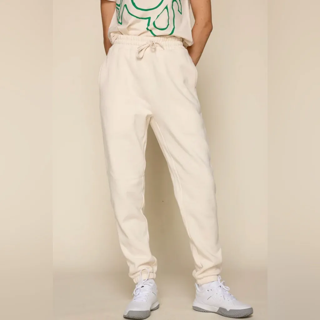 psundays Pickleball Court Sweats Sweat Pants Pockets in Ecru‎ Women’s Size Small Green - Image 5