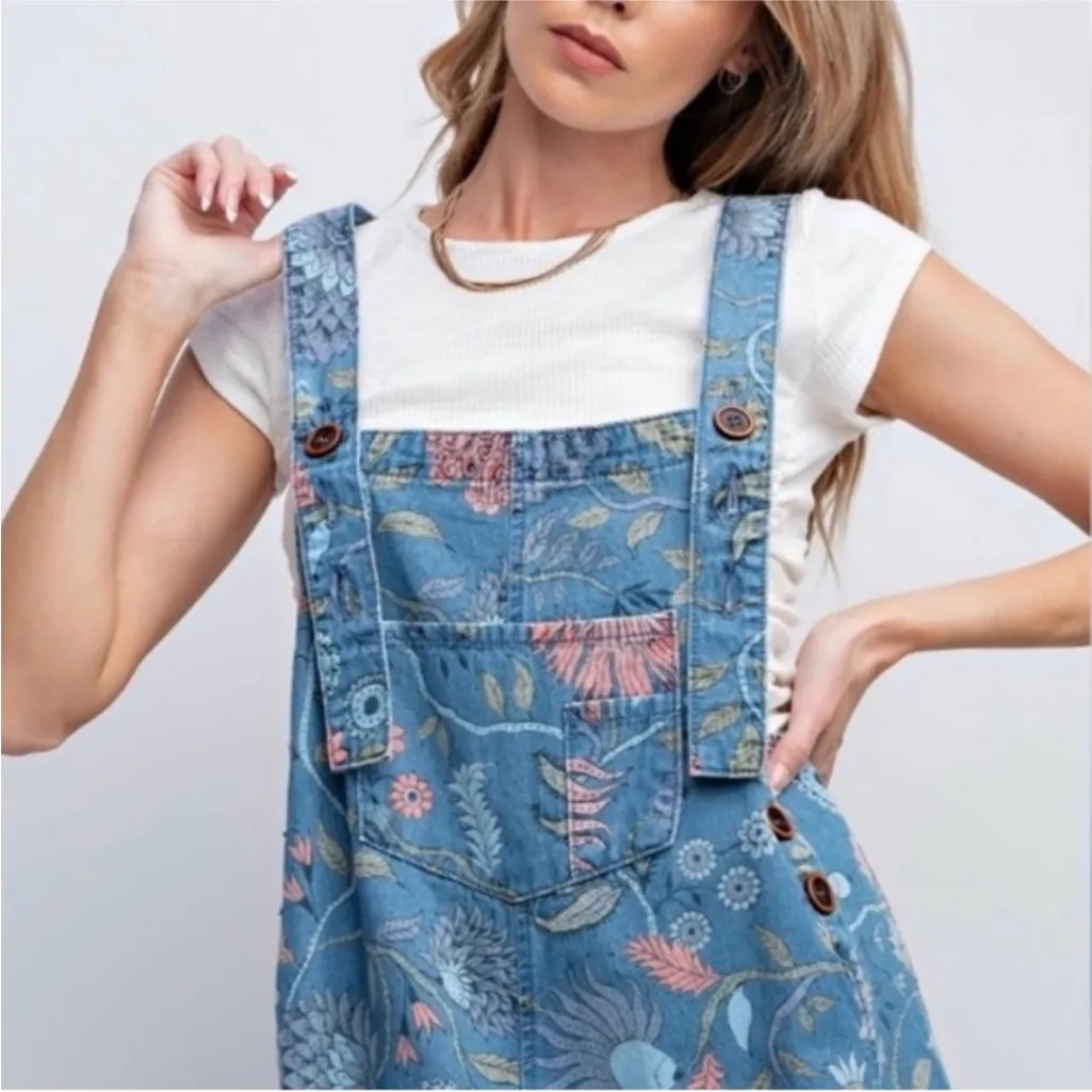 EASEL Floral Baggy Oversized Overalls - Image 2