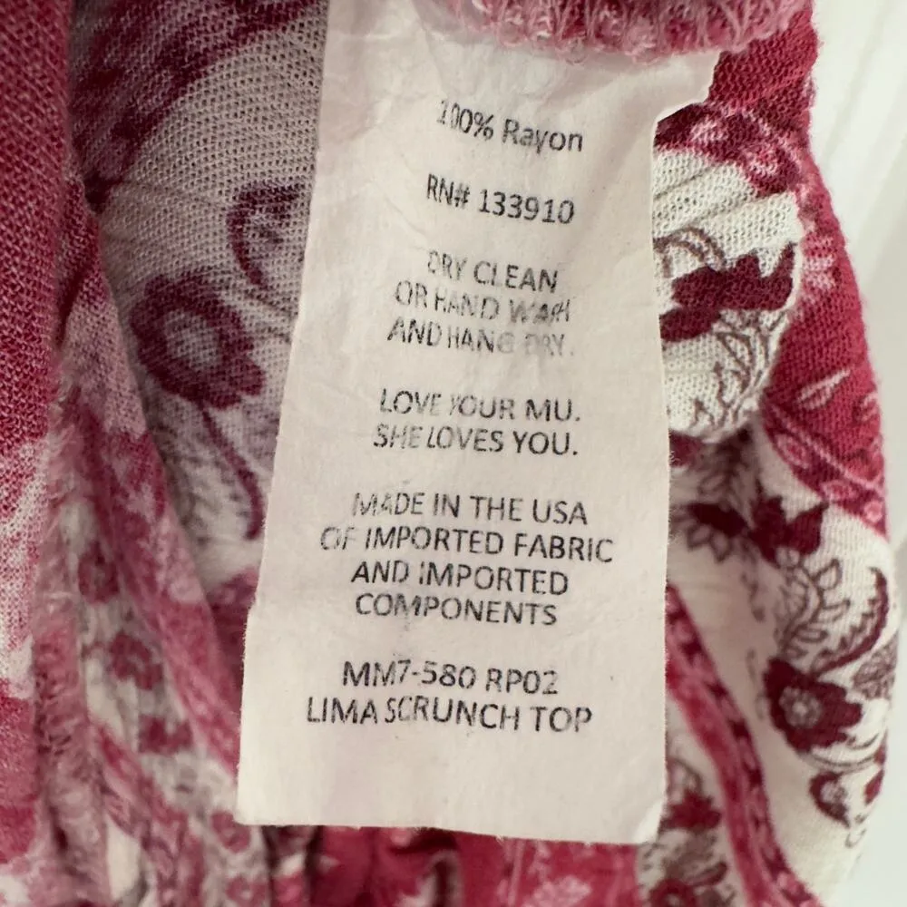 Show Me Your MuMu Lima Off the Shoulder Top 3/4 sleeve Made in USA Boho Floral M - Image 9