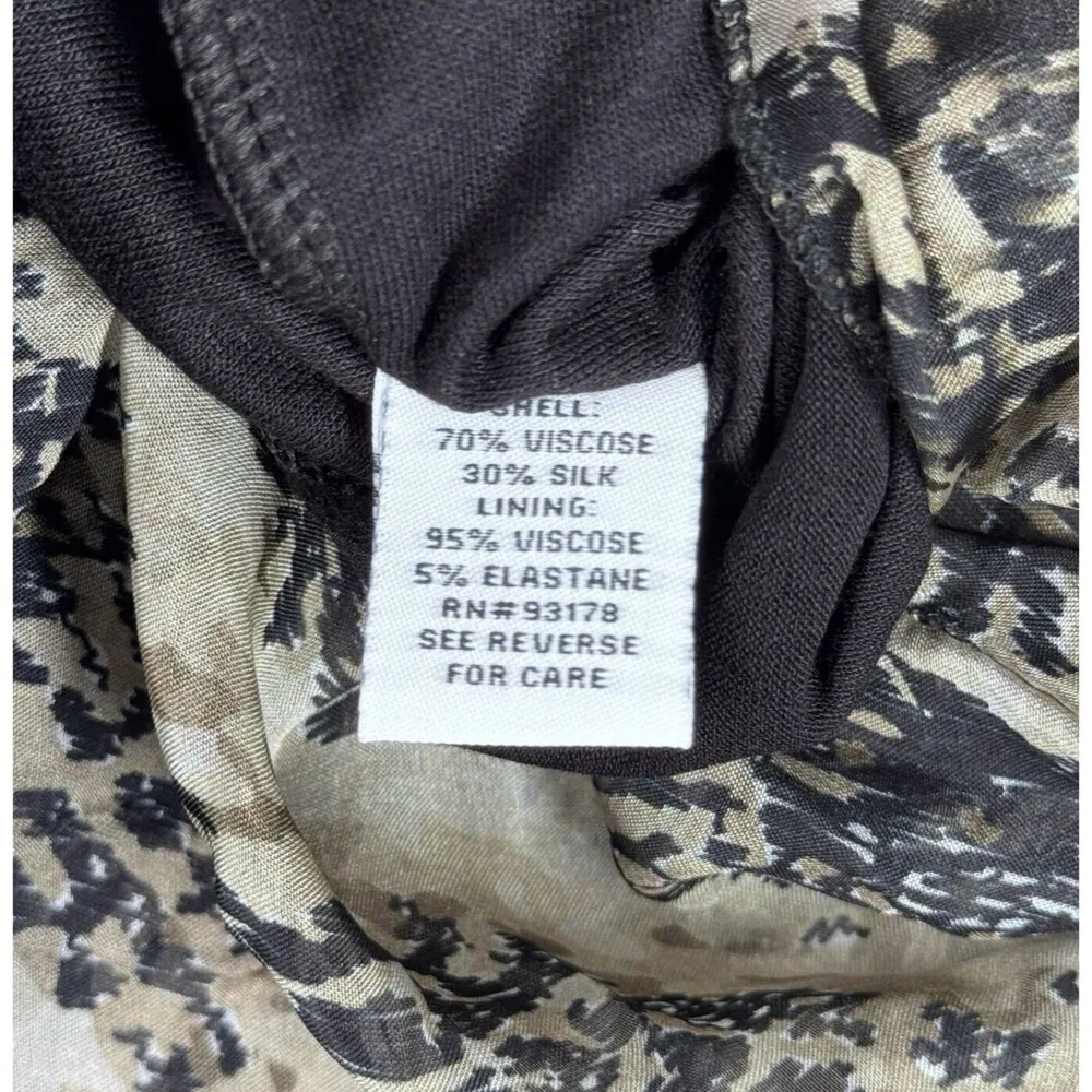 Bell France Blouse Womens Large Black Tan Snake Print Silk Blend Edgy Whimsigoth - Image 7