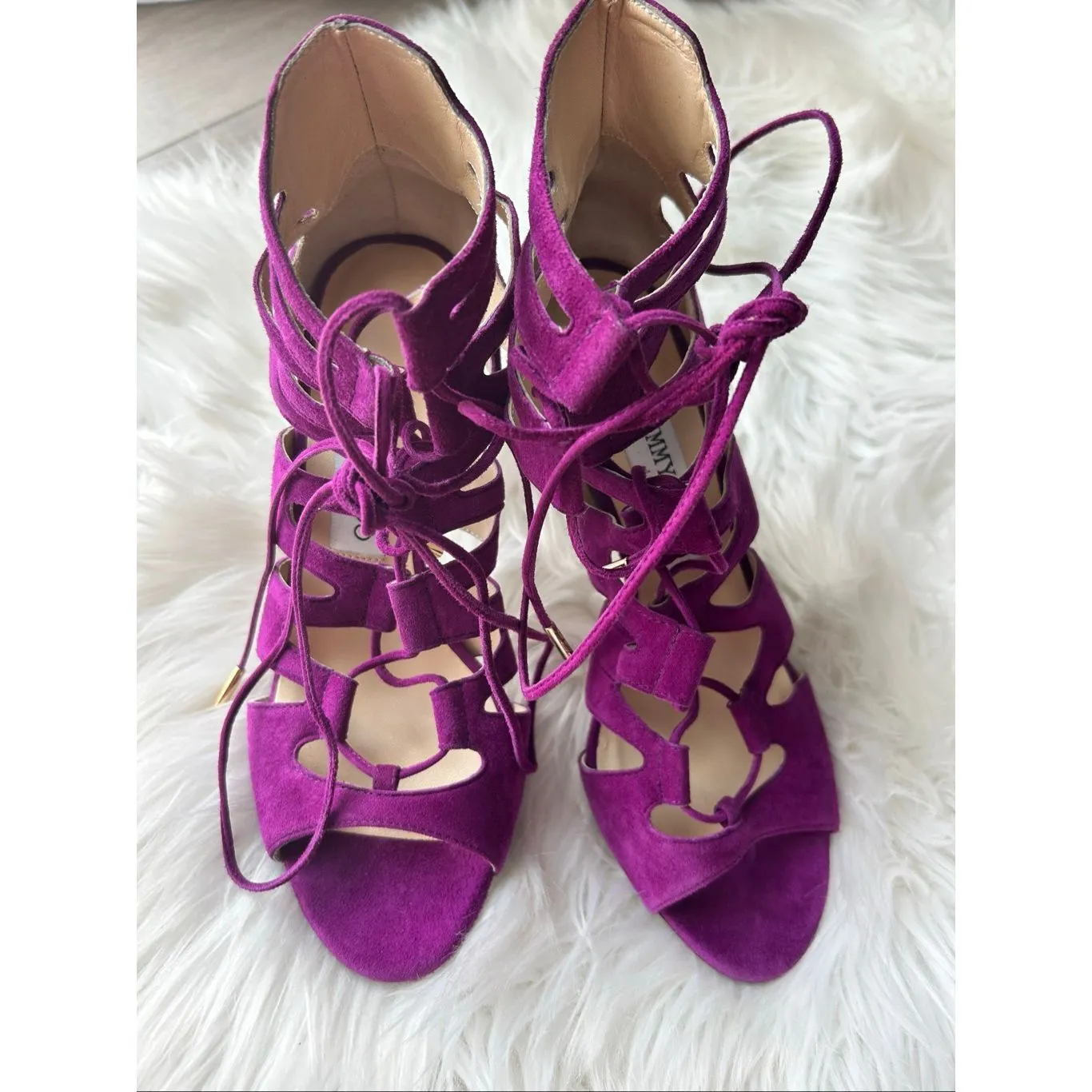 Jimmy Choo Magenta Suede Heels strapy heel new no box purple size 37 or 7 - Image 6