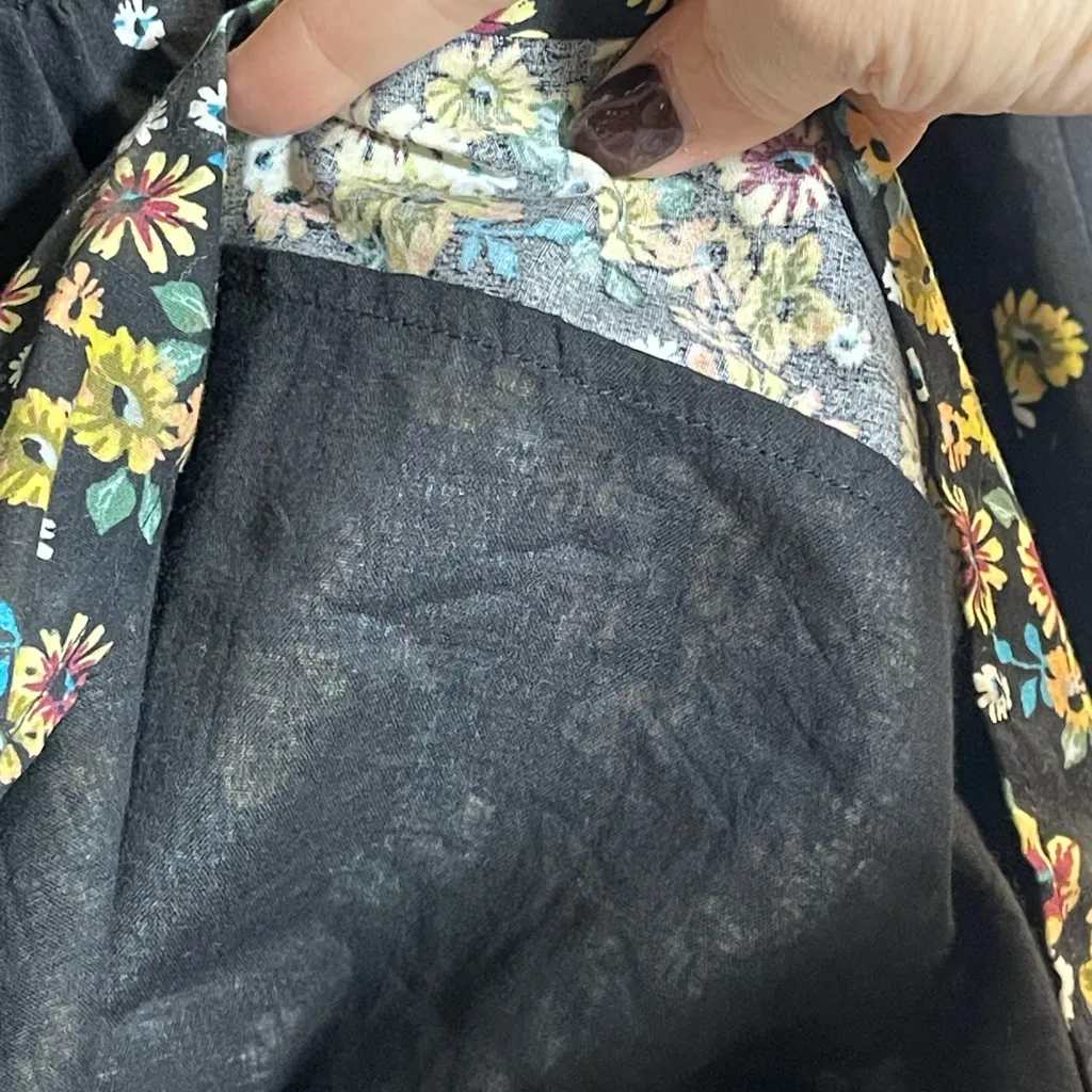 Lost + Wander Field of Dreams Black Floral Long Slv Dress Ruffle Boho Prairie - Image 12