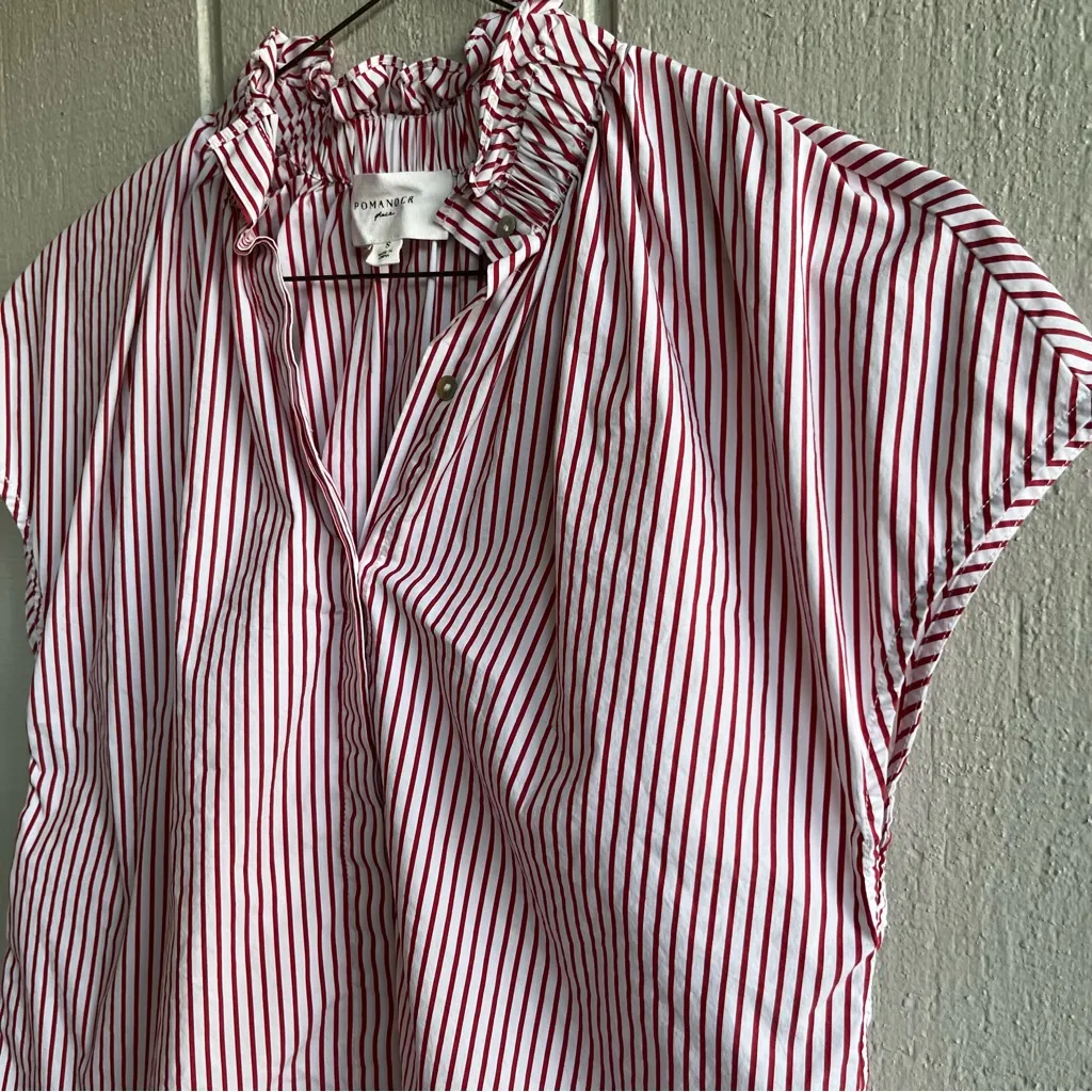 Tuckernuck Pomander Place Red Stripe Rae Blouse Size S - Image 3